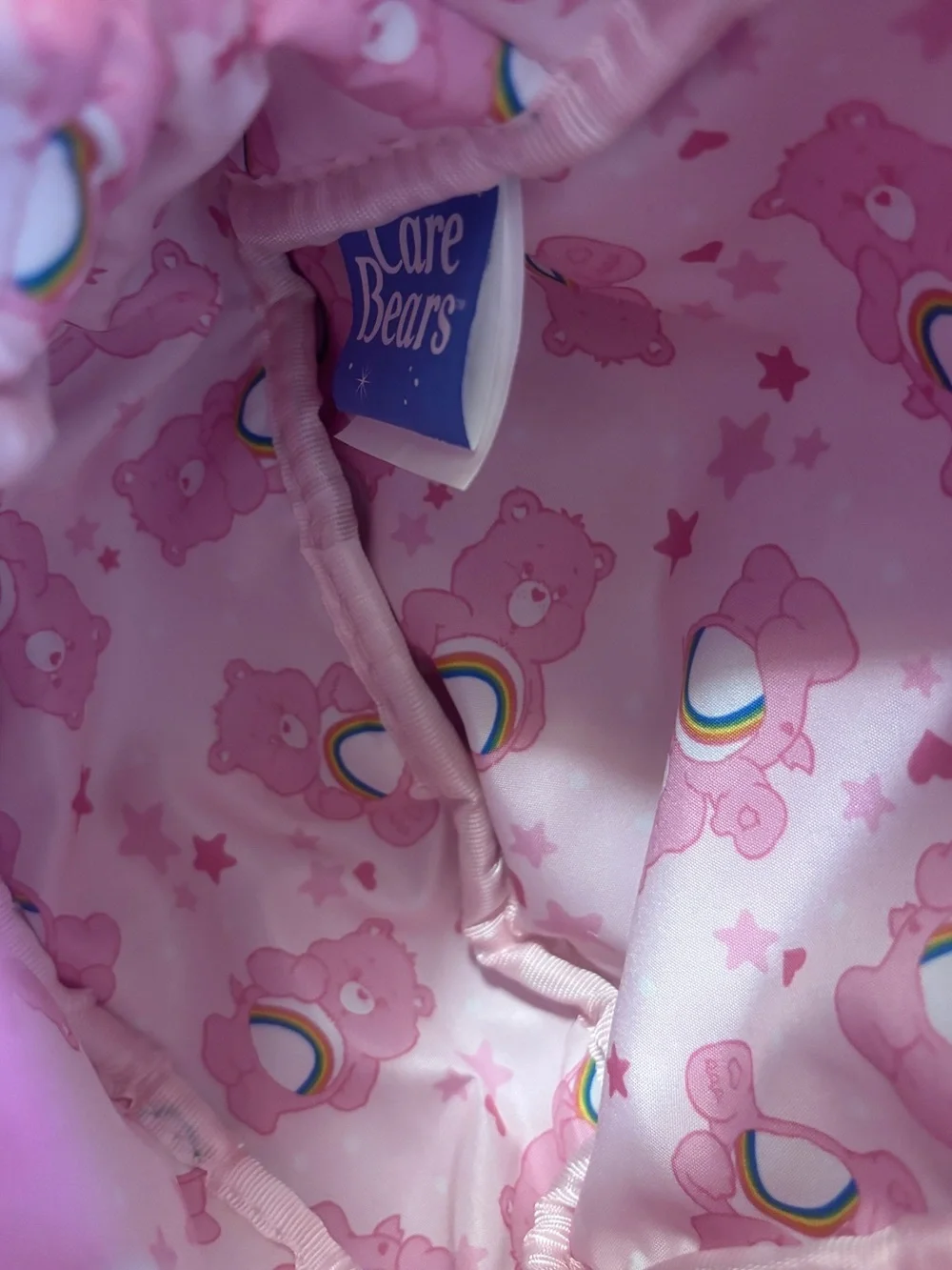 Care Bears Cheer Bear Pink Plush Crossbody Bag Rainbow Strap NWOT